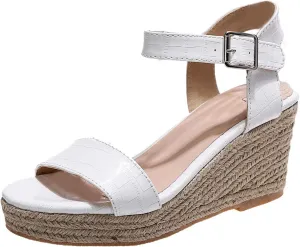 Women's Platform Sandals Wedge Ankle Strap Open Toe Sandals Espadrilles High Heel Summer Wedges for Women Comfortable Breathable Casual Sandal Beach Classic Dress Wedding Work Office Flat Sandal