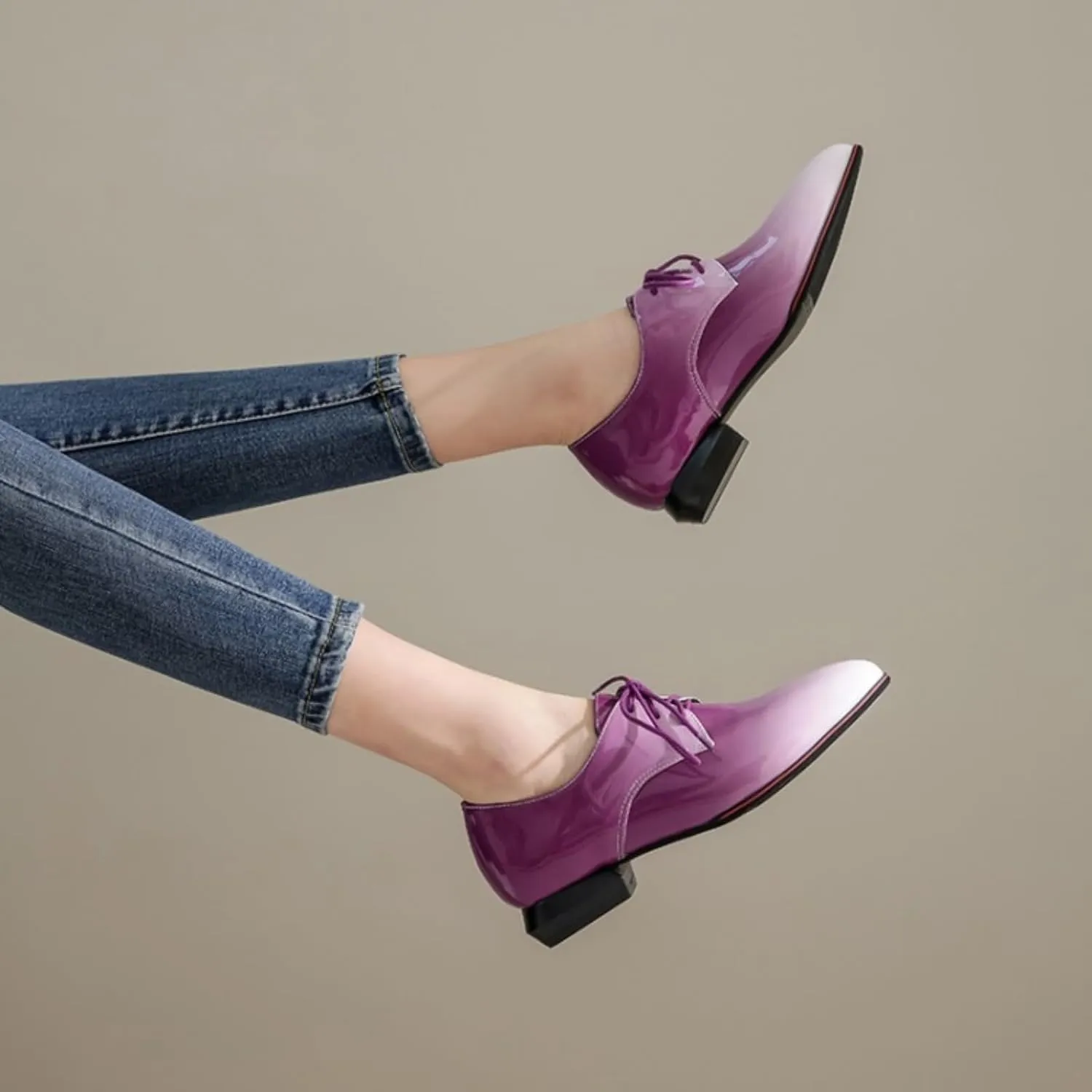 Women's Pointed Closed Toe Chunky Block Lace Up Pumps Shoes Elegant Comfort Casual Low Heel Loafers