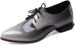 Women's Pointed Closed Toe Chunky Block Lace Up Pumps Shoes Elegant Comfort Casual Low Heel Loafers
