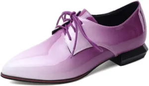 Women's Pointed Closed Toe Chunky Block Lace Up Pumps Shoes Elegant Comfort Casual Low Heel Loafers