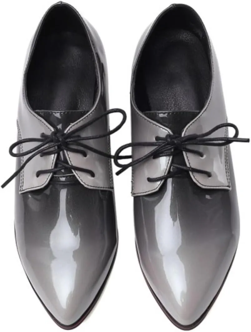 Women's Pointed Closed Toe Chunky Block Lace Up Pumps Shoes Elegant Comfort Casual Low Heel Loafers