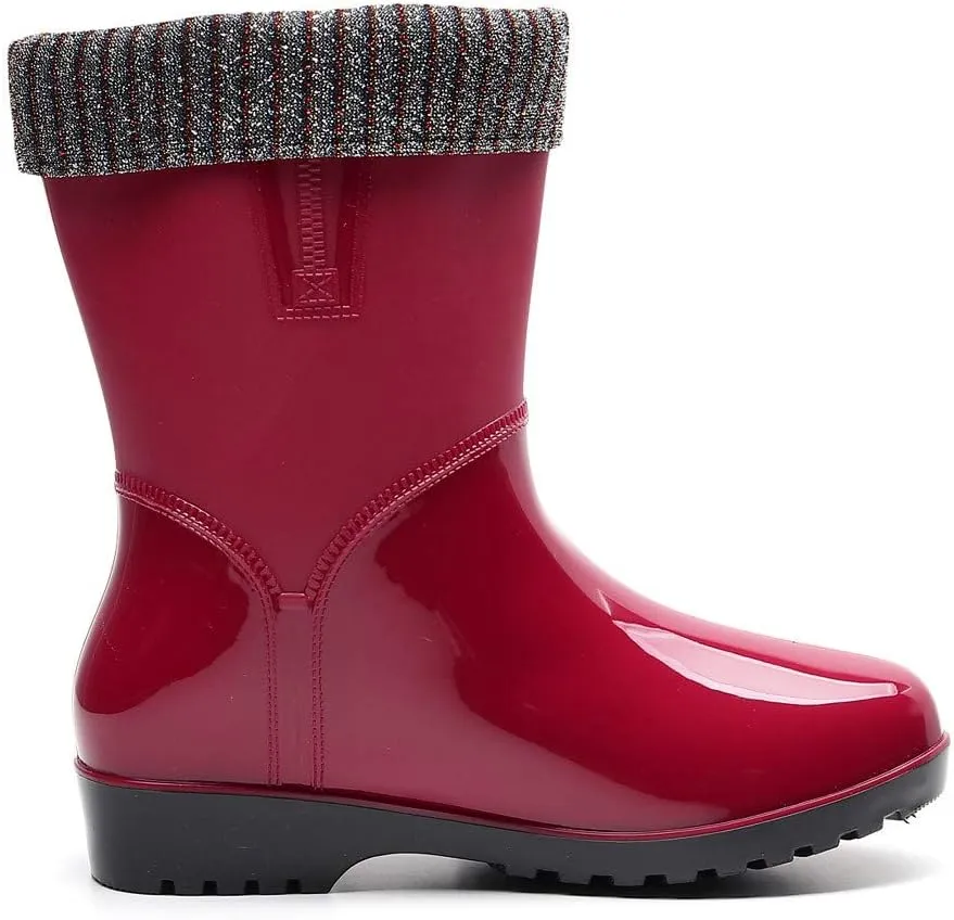 Womens Rain Boots Tall Waterproof Knitted Lined Mens Grounded Footwear Booties Barefoot Shoes Casual Fall Mid Calf Rain Boots for Women,Waterproof Garden Womens Winter Boots