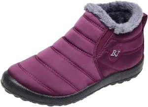 Womens Snow Boots Waterproof Insulated Hiking Womens Waterproof Snow Boots Slip on Furry Winter Boots Woman Winter Leather Knee High Winter Boots Botas Impermeables Para Mujeres