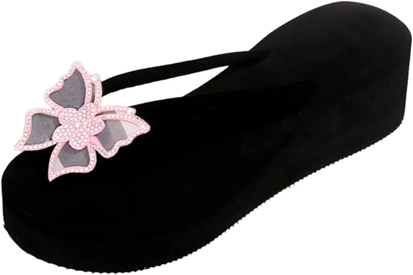 Yanzhenglip Wedge Sandals for Women Women's Summer Flip Flops Casual Rhinestone Butterfly Sandals Outdoor Clip Toe Slippers Beach Shoes Fashion